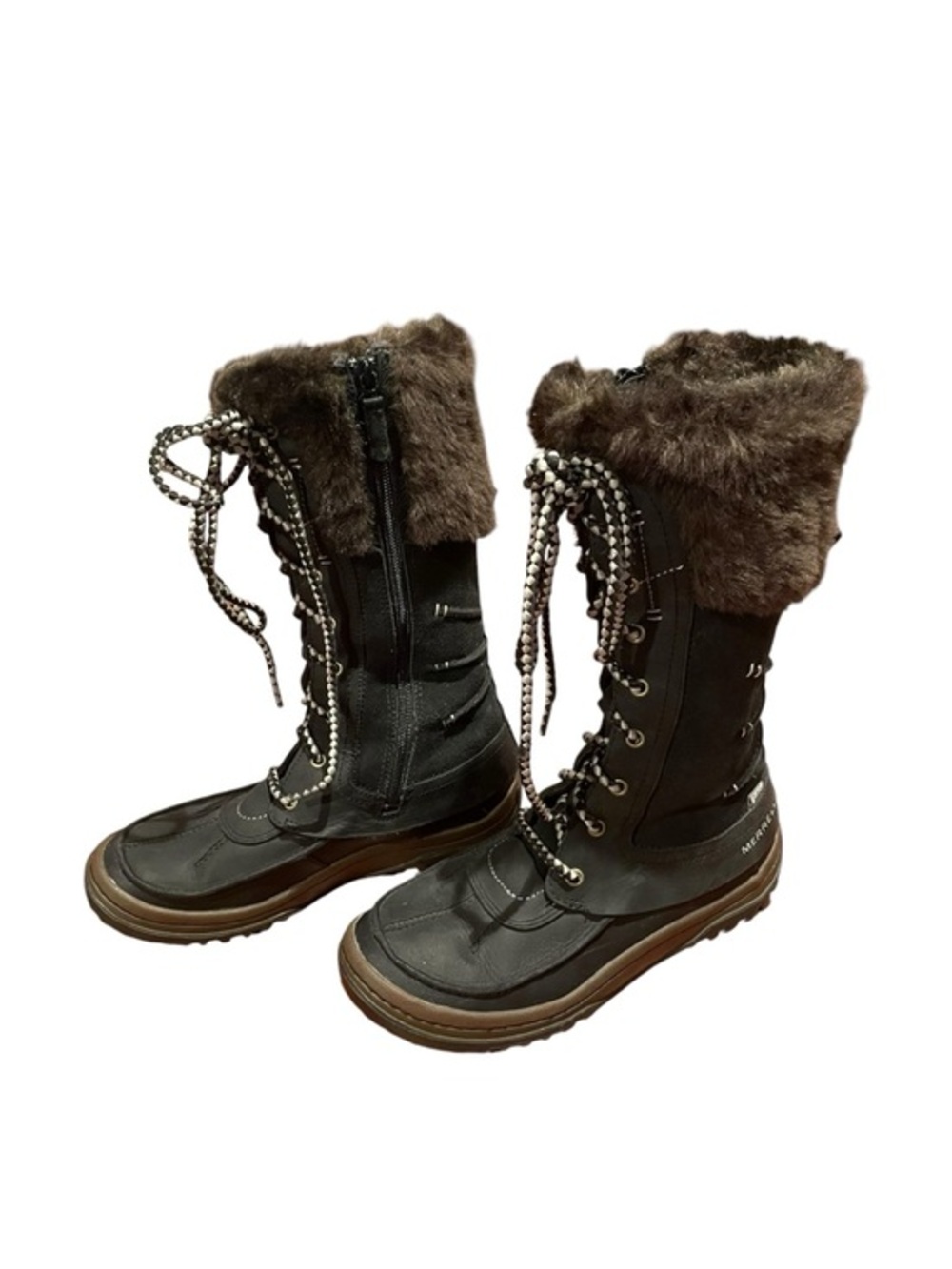 Womens 7 Merrell Winter Boots Decora Prelude Tall Shoes Snow Insulated Black Zip
